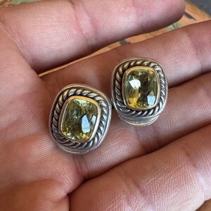 Used Daivd Yurman Elegant Silver and Yellow greenish Gemstone Earrings